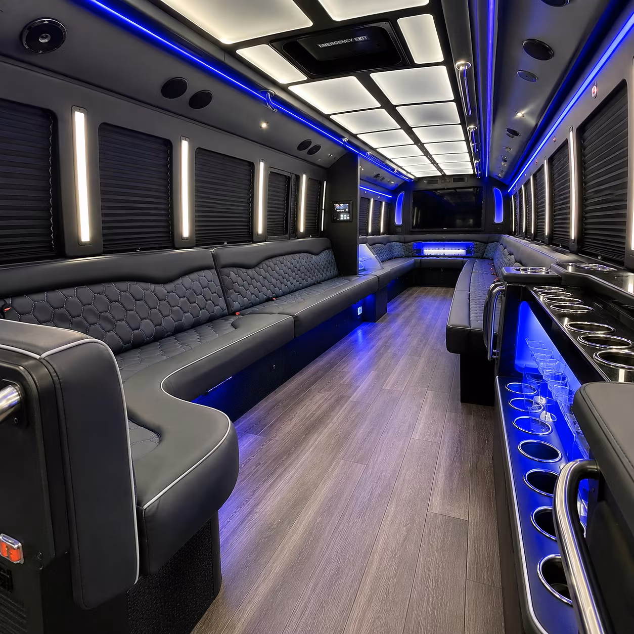 Jacksonville Private Event Transportation party bus interior