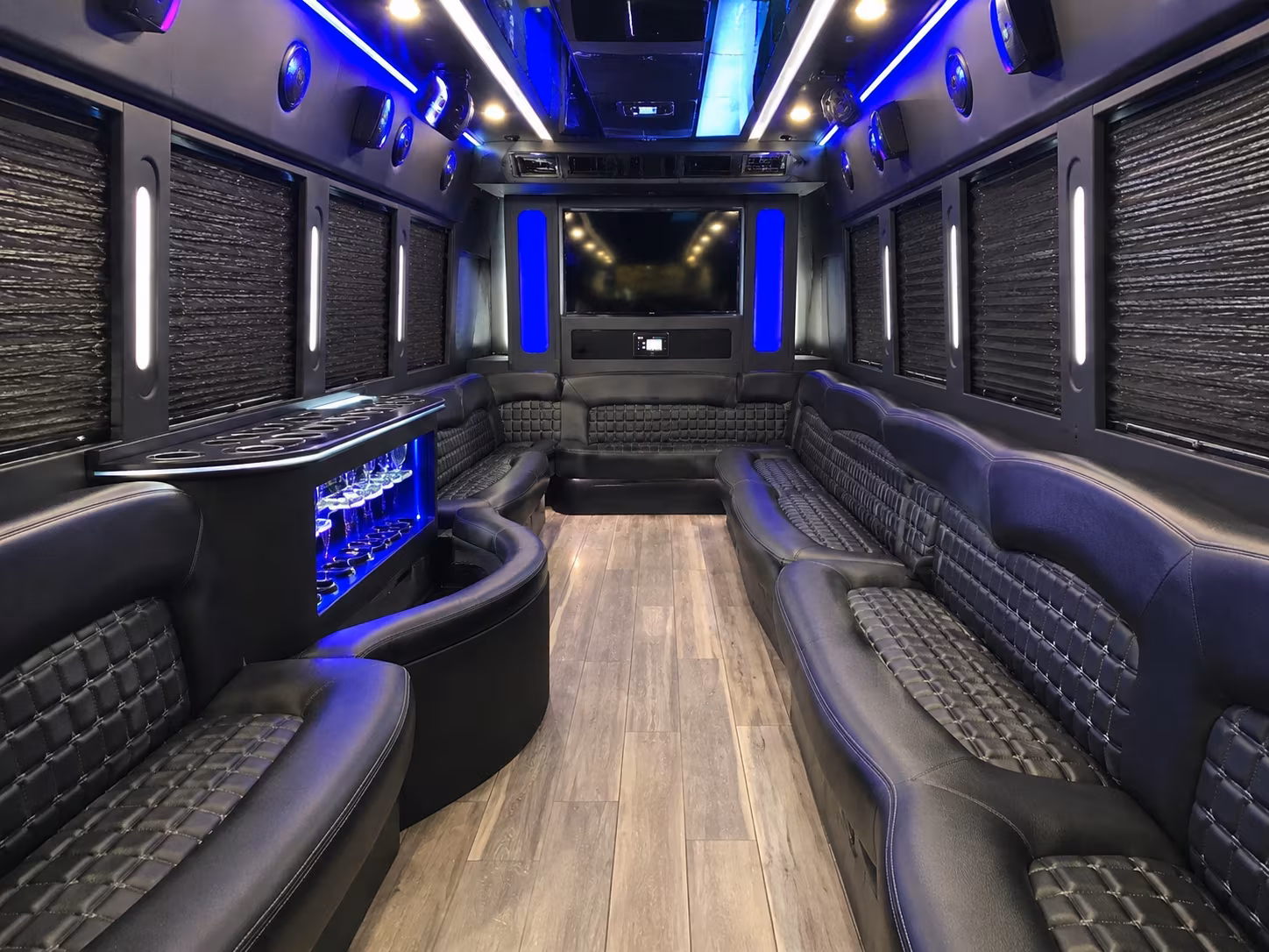 Jacksonville Wedding Transportation party bus interior
